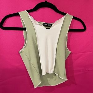 white and sage green tank top